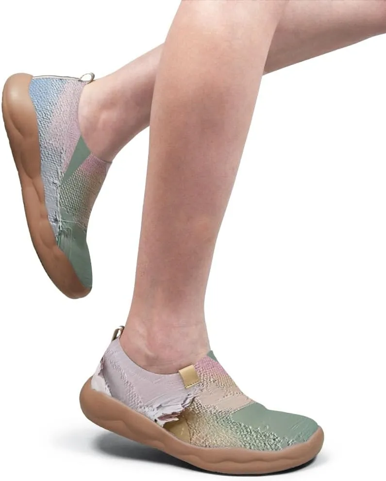Women's Collage Art Sneakers Painted Knitted Slip-On Women's Travel Shoes