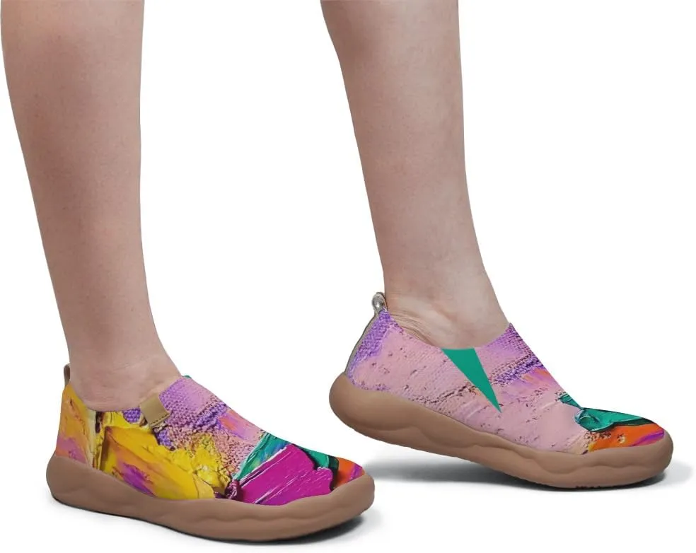 Women's Collage Art Sneakers Painted Knitted Slip-On Women's Travel Shoes