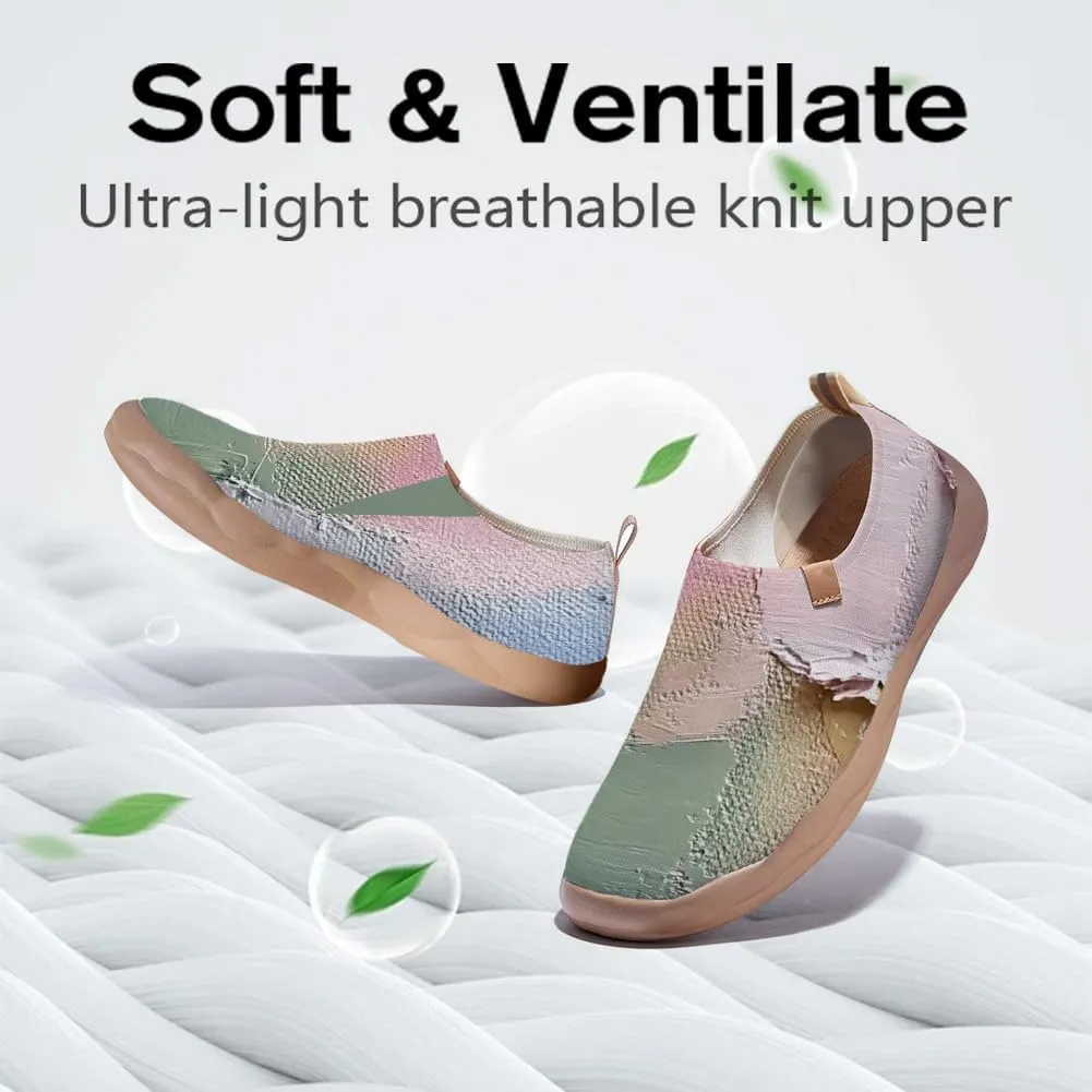 Women's Collage Art Sneakers Painted Knitted Slip-On Women's Travel Shoes