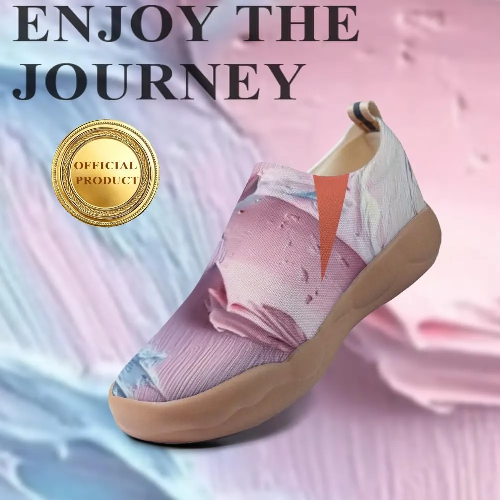 Women's Collage Art Sneakers Painted Knitted Slip-On Women's Travel Shoes