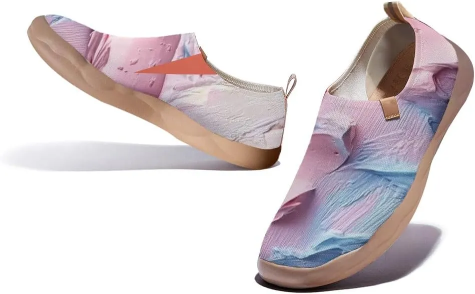 Women's Collage Art Sneakers Painted Knitted Slip-On Women's Travel Shoes