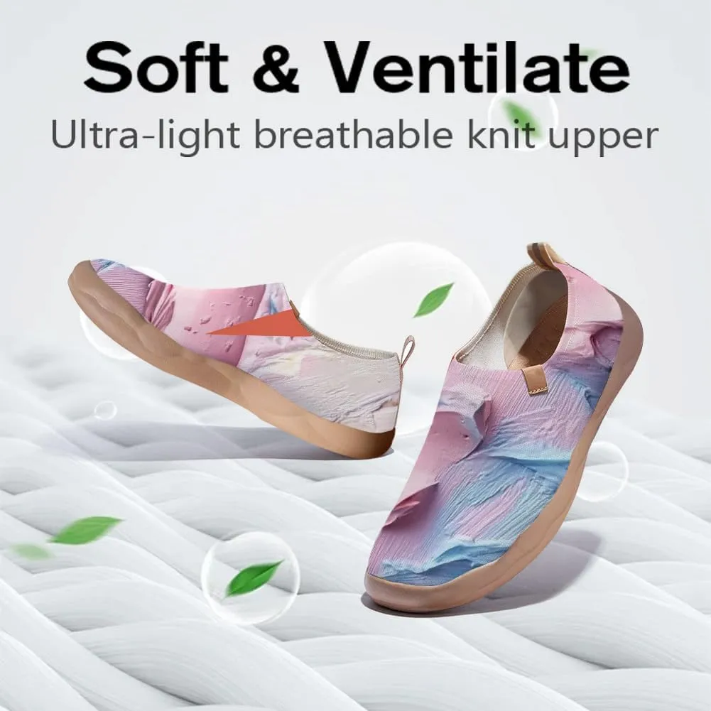 Women's Collage Art Sneakers Painted Knitted Slip-On Women's Travel Shoes
