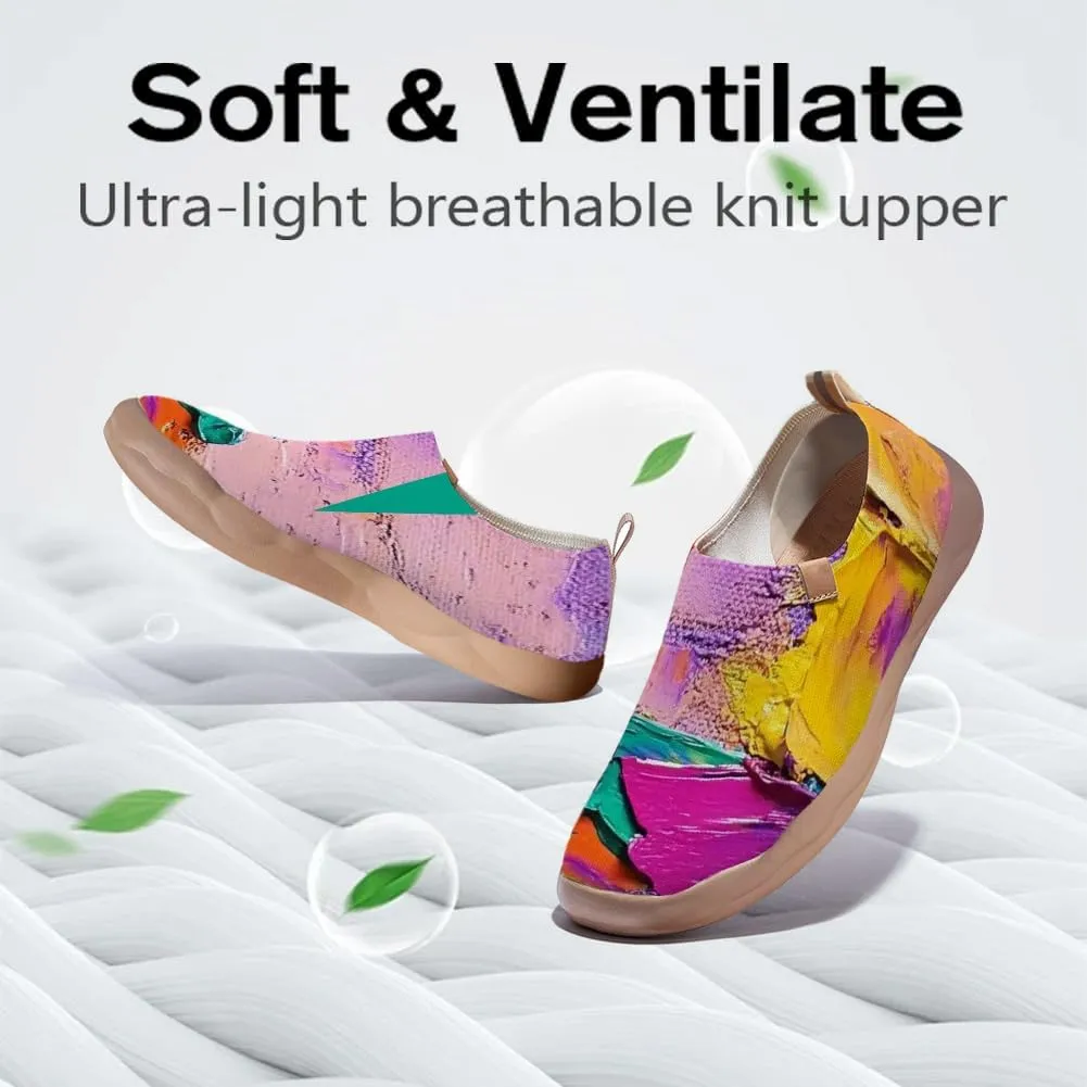 Women's Collage Art Sneakers Painted Knitted Slip-On Women's Travel Shoes