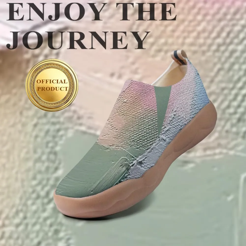 Women's Collage Art Sneakers Painted Knitted Slip-On Women's Travel Shoes