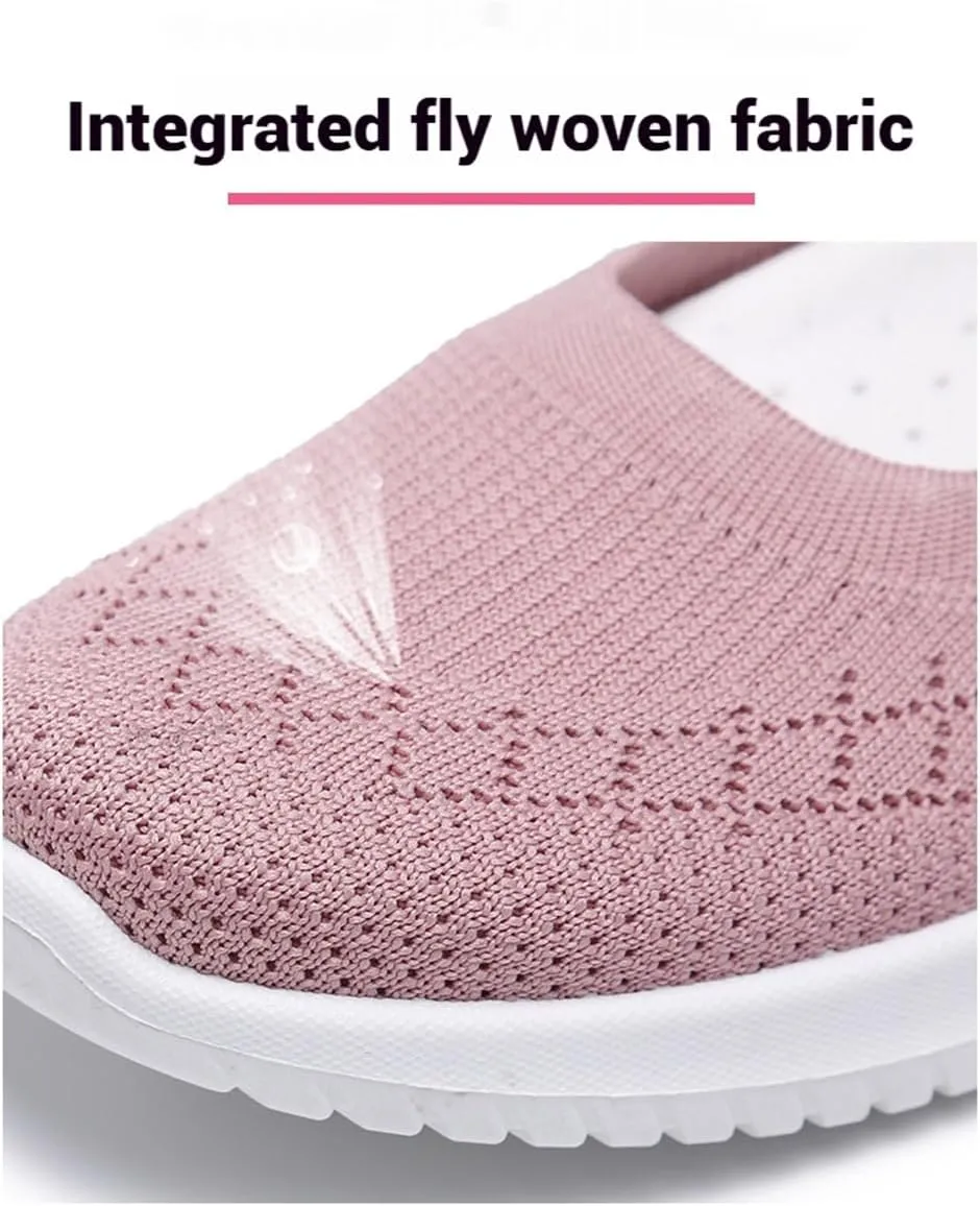 Women's Comfortable Breathable Knitted Sneakers, Hands Free Arch Support Orthopedic Shoes,Slip-On Sneakers for Women