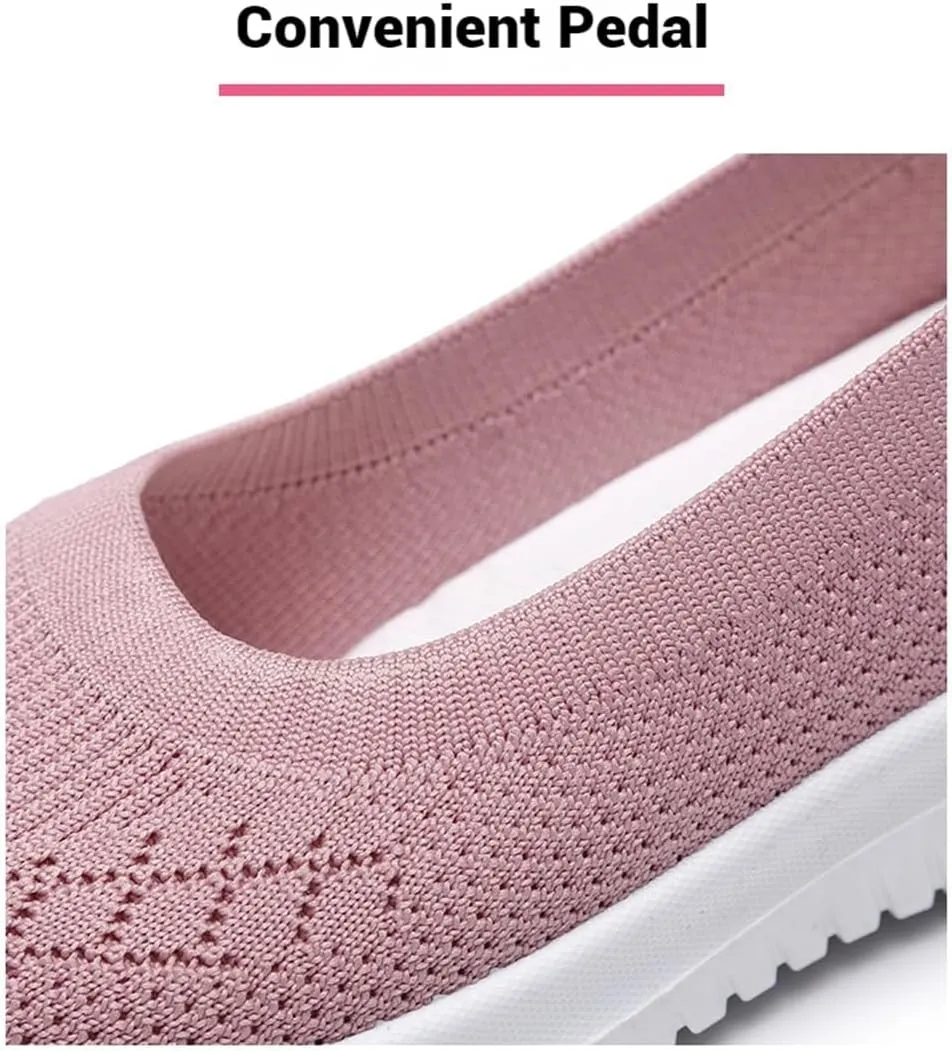 Women's Comfortable Breathable Knitted Sneakers, Hands Free Arch Support Orthopedic Shoes,Slip-On Sneakers for Women