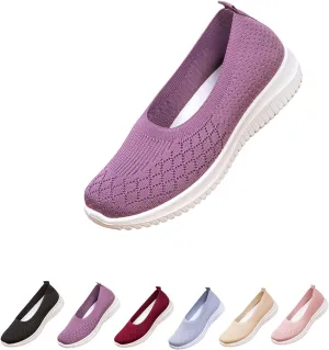 Women's Comfortable Breathable Knitted Sneakers, Hands Free Arch Support Orthopedic Shoes,Slip-On Sneakers for Women