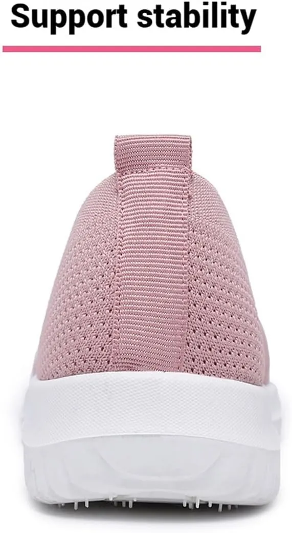 Women's Comfortable Breathable Knitted Sneakers, Hands Free Arch Support Orthopedic Shoes,Slip-On Sneakers for Women