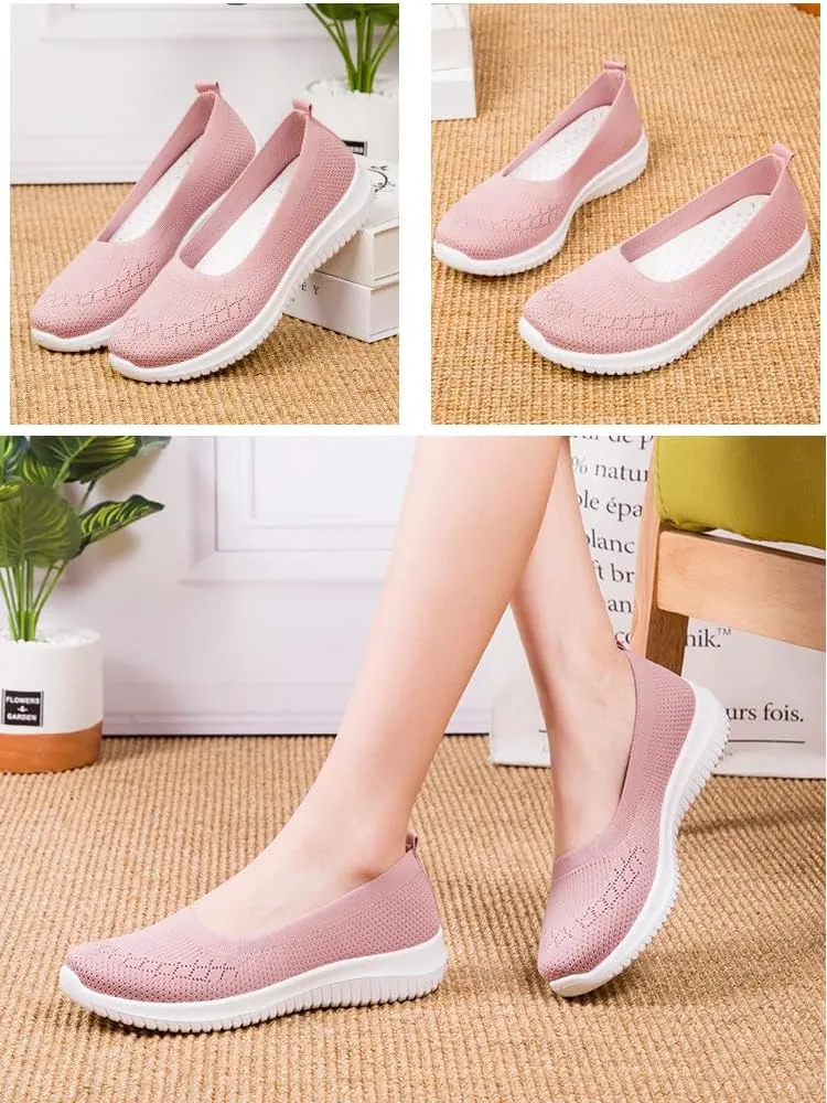 Women's Comfortable Breathable Knitted Sneakers, Hands Free Arch Support Orthopedic Shoes,Slip-On Sneakers for Women