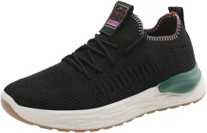 Women's Knitted Mesh Lace Up Sneakers,Comfortable Lightweight Breathable Walking Shoes,Casual Slip on Knitted Sports Shoes