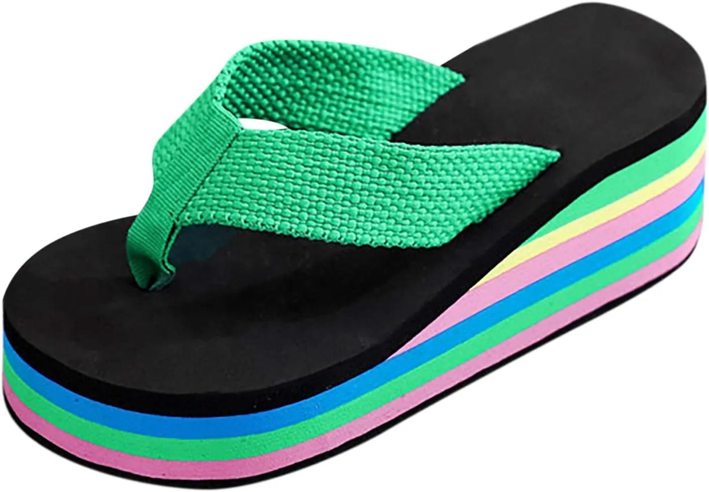 Women's Platform Wedge Sandals Lazy Slip On Flip Flops Clip On Arch Support Soft Soles Casual Beach Thong Slippers Breathable Bohemian Non Slip Boho Cozy Leisure Wide ballet women memory C65-Red
