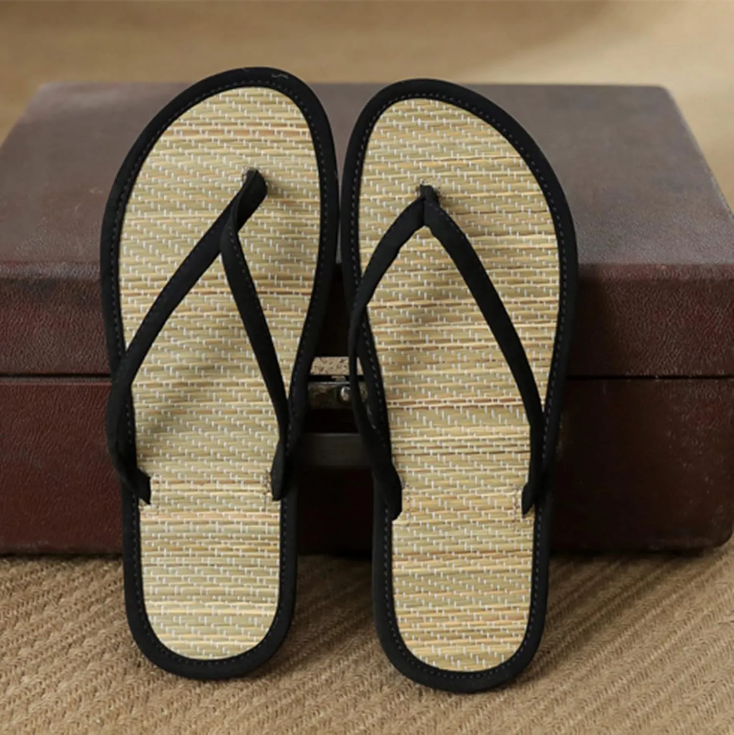 Womens Sandals, Women's Flip-Flops Straw Slippers Sandals, Outdoor Beach Clip Toe Sandals Flat Comfortable Casual Sandals