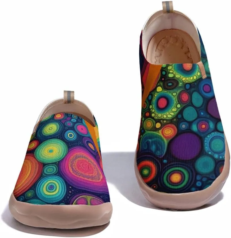 Women's Sneakers Art Painted Slip On Shoes Knitted Casual Travel Walking Loafers
