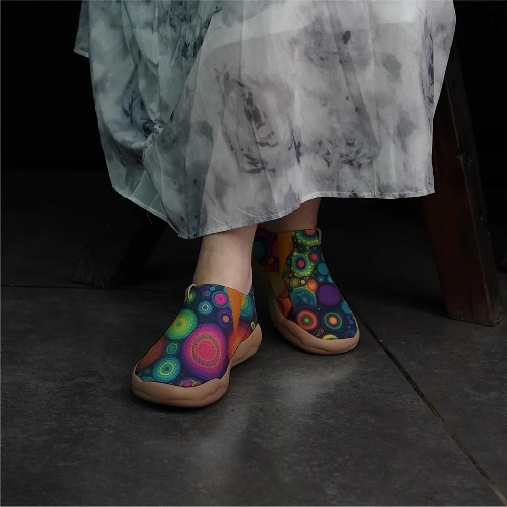 Women's Sneakers Art Painted Slip On Shoes Knitted Casual Travel Walking Loafers