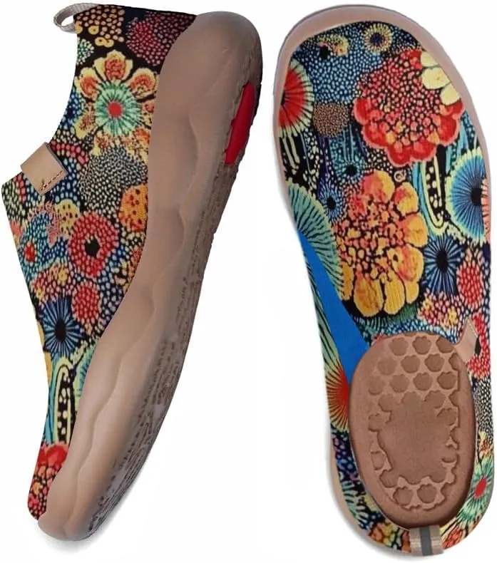 Women's Sneakers Art Painted Slip On Shoes Knitted Casual Travel Walking Loafers