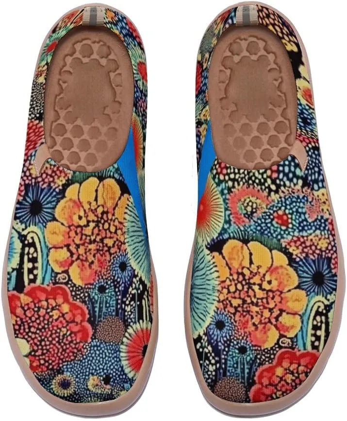 Women's Sneakers Art Painted Slip On Shoes Knitted Casual Travel Walking Loafers