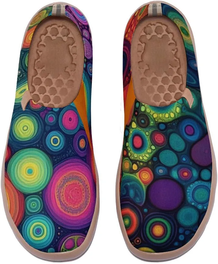 Women's Sneakers Art Painted Slip On Shoes Knitted Casual Travel Walking Loafers