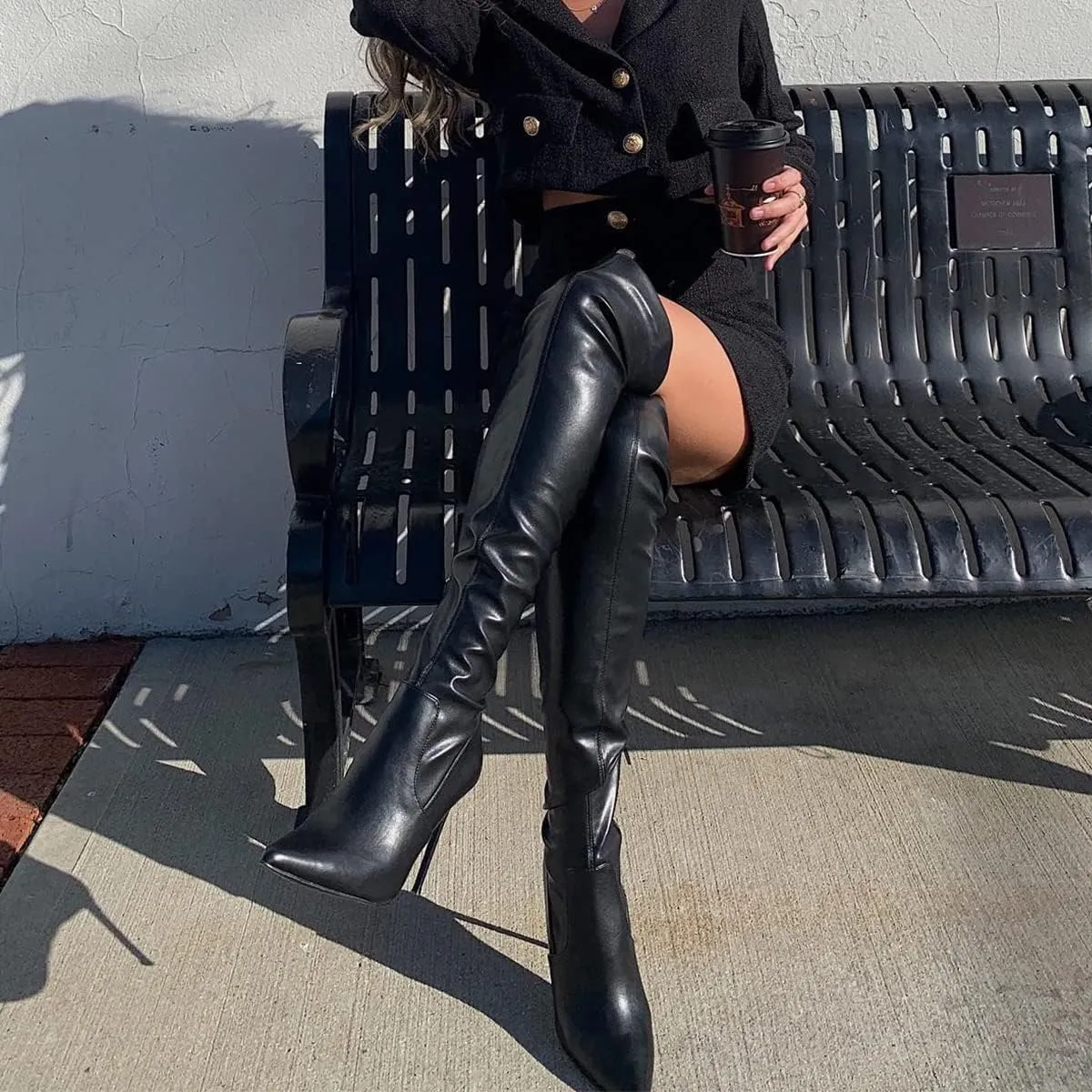 Women's Thigh High Over the Knee Boots Pointed Toe Stiletto High Heel Sock Boots