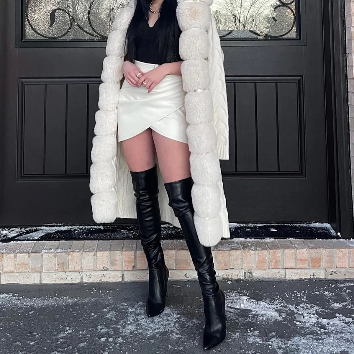 Women's Thigh High Over the Knee Boots Pointed Toe Stiletto High Heel Sock Boots