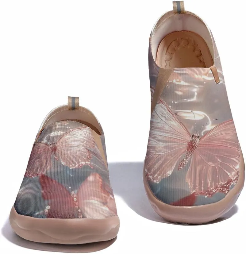 Women's Walking Sneakers Casual Slip On Loafers Comfort Knitted Travel Painted Shoes