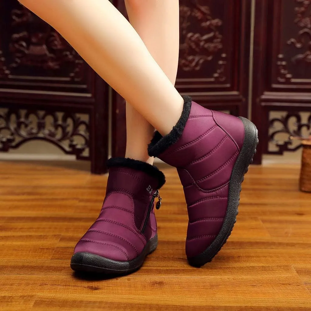 Women's Winter Boots with Zipper Adults Plush Lined Boots Womens Winter Snow Boots with Warm Fur Lining Bj Waterproof Boot Womens Cowboy Boots Men Winter Booties