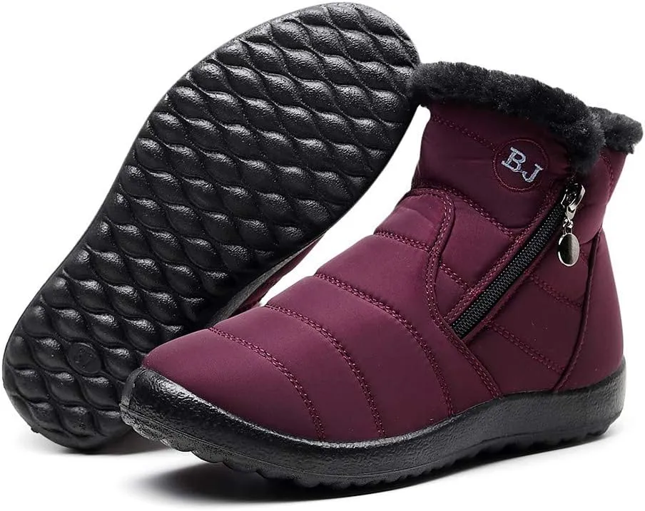 Women's Winter Boots with Zipper Adults Plush Lined Boots Womens Winter Snow Boots with Warm Fur Lining Bj Waterproof Boot Womens Cowboy Boots Men Winter Booties