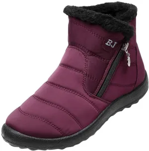 Women's Winter Boots with Zipper Adults Plush Lined Boots Womens Winter Snow Boots with Warm Fur Lining Bj Waterproof Boot Womens Cowboy Boots Men Winter Booties