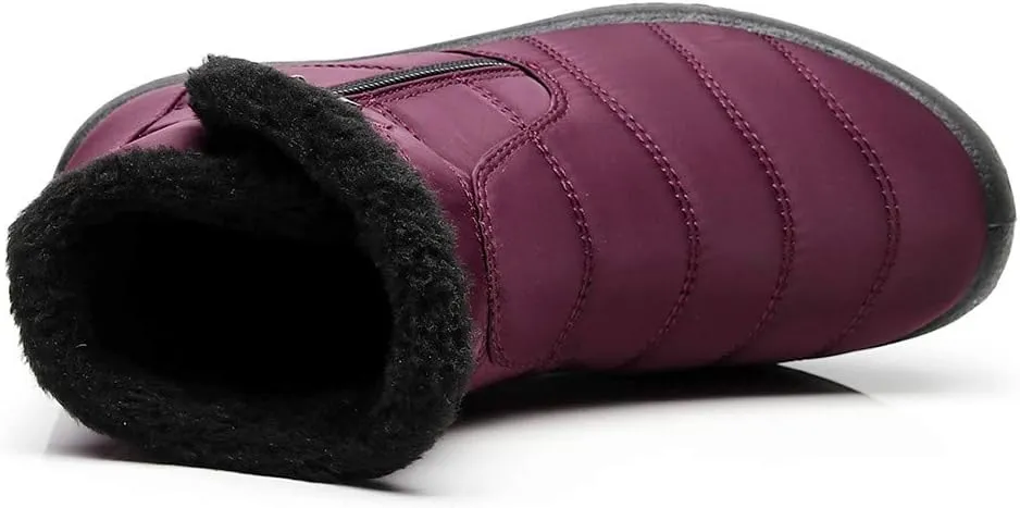 Women's Winter Boots with Zipper Adults Plush Lined Boots Womens Winter Snow Boots with Warm Fur Lining Bj Waterproof Boot Womens Cowboy Boots Men Winter Booties