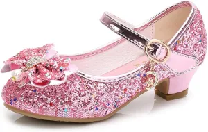 YING LAN Girls Cosplay Dress Wedding Party Shoes Glitter Sequins Low Heel Mary Jane Princess Shoes