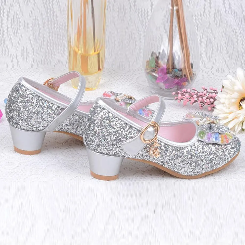 YING LAN Girl's Princess Cosplay Performance Shoes Sequins Wedding Party Dress Shoes Low Heeled Mary Jane