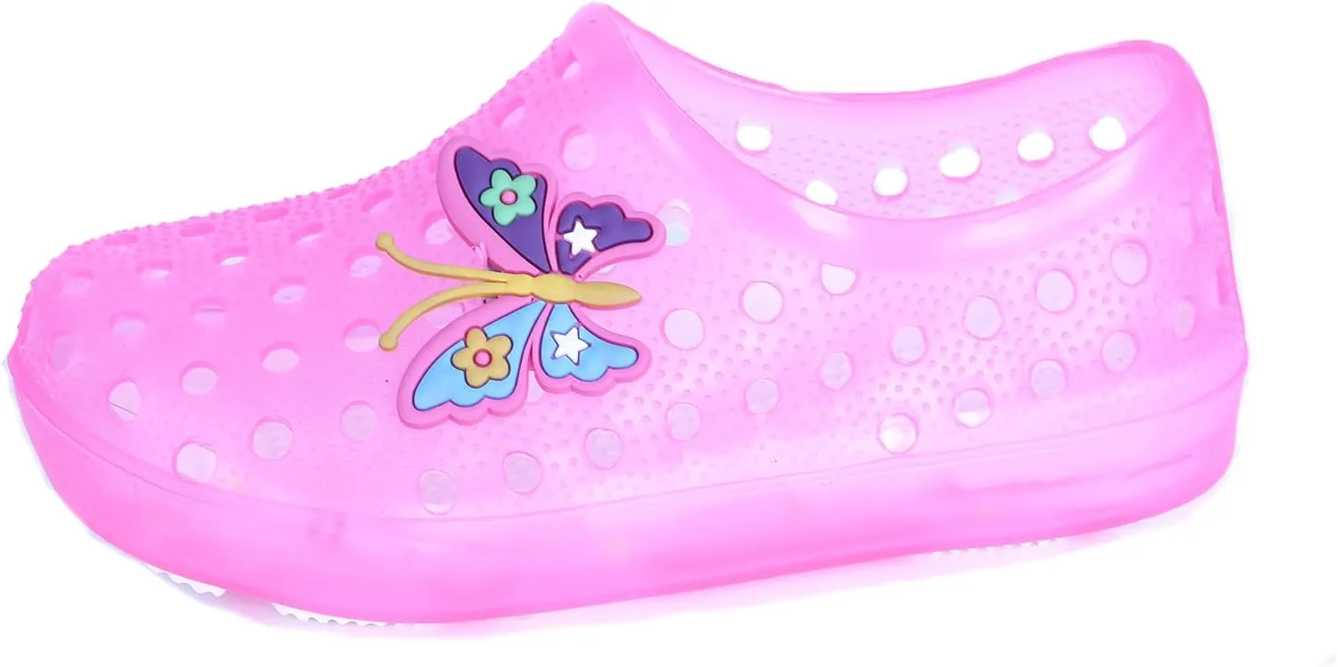 YUNICUS Girls Dress Shoes Toddler Cosplay Clear Jelly Sandals with Bow Mary Jane Led Light Up Flats