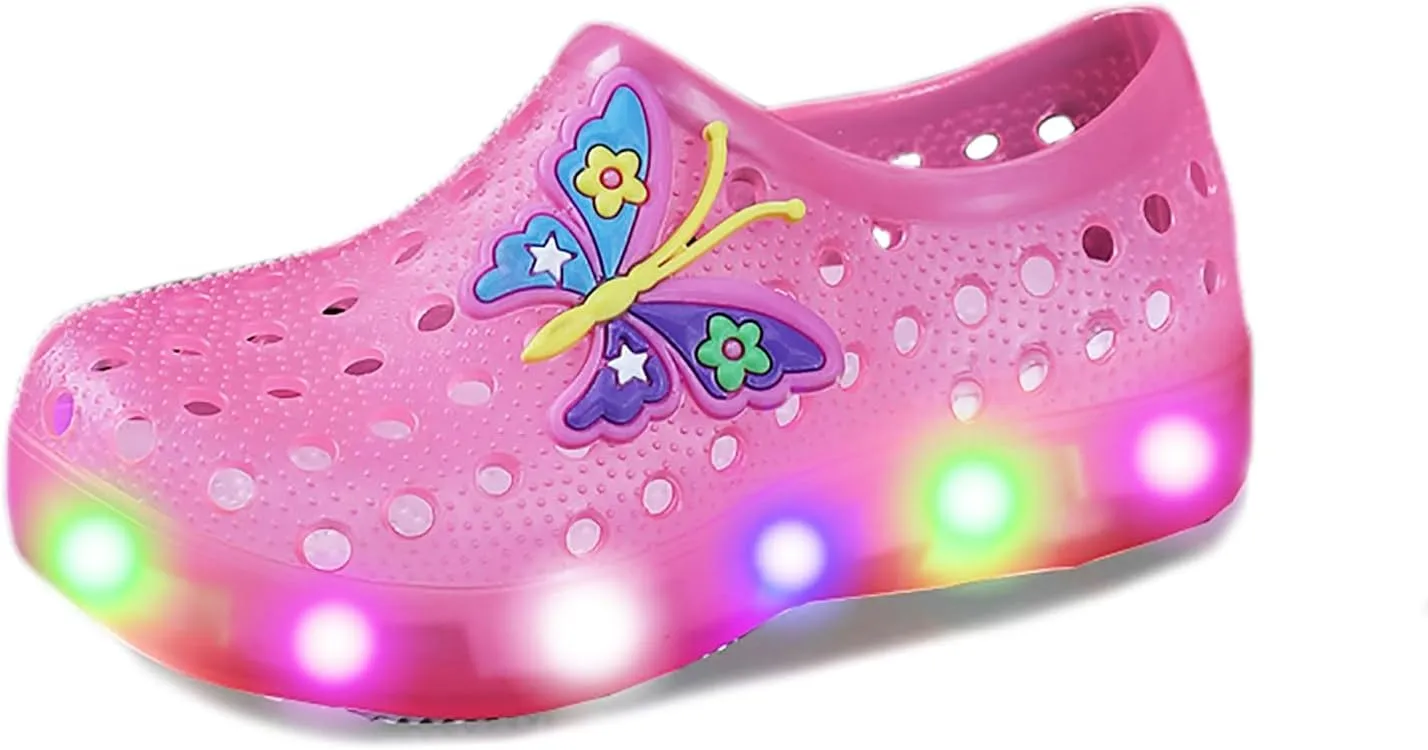 YUNICUS Girls Dress Shoes Toddler Cosplay Clear Jelly Sandals with Bow Mary Jane Led Light Up Flats