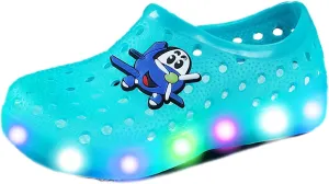 YUNICUS Girls Dress Shoes Toddler Cosplay Clear Jelly Sandals with Bow Mary Jane Led Light Up Flats
