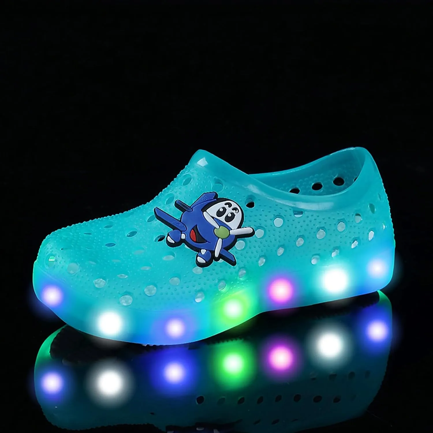 YUNICUS Girls Dress Shoes Toddler Cosplay Clear Jelly Sandals with Bow Mary Jane Led Light Up Flats