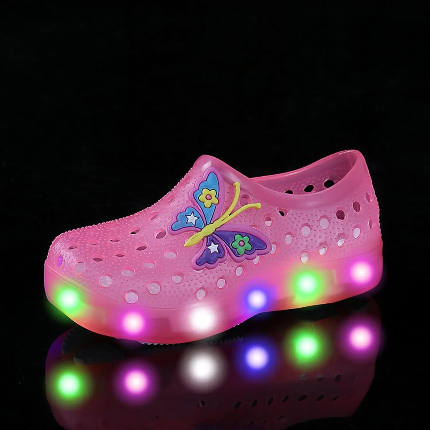 YUNICUS Girls Dress Shoes Toddler Cosplay Clear Jelly Sandals with Bow Mary Jane Led Light Up Flats