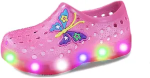 YUNICUS Girls Dress Shoes Toddler Cosplay Clear Jelly Sandals with Bow Mary Jane Led Light Up Flats