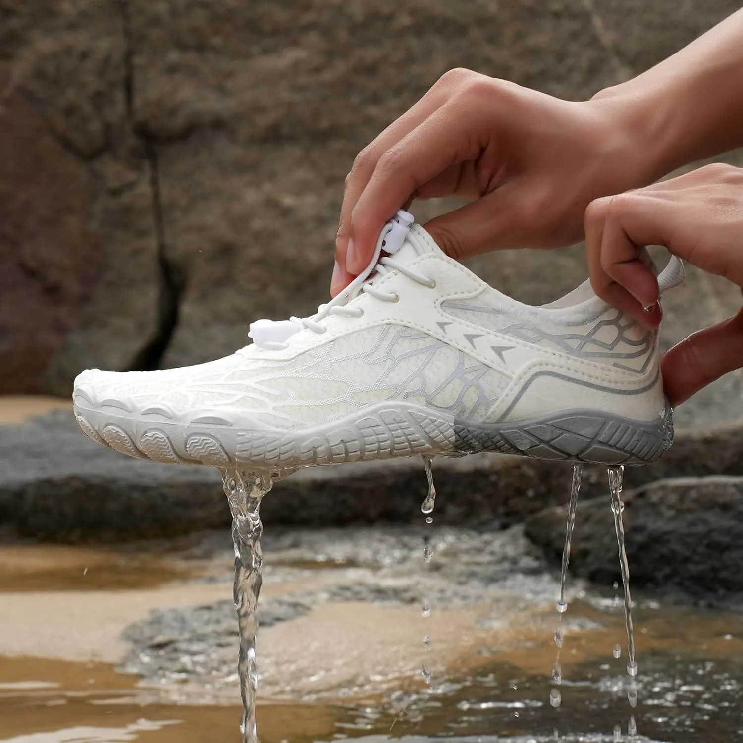 ZWRXW Hike Barefoot Shoes for Women Men Breathable & Non-Slip Athletic Footwear Wide Toe Water Shoes Quick-Dry Aqua Sock Barefoot Slip-On Soft Beach Aqua Sports Outdoor Shoe Hiking Walking Shoe